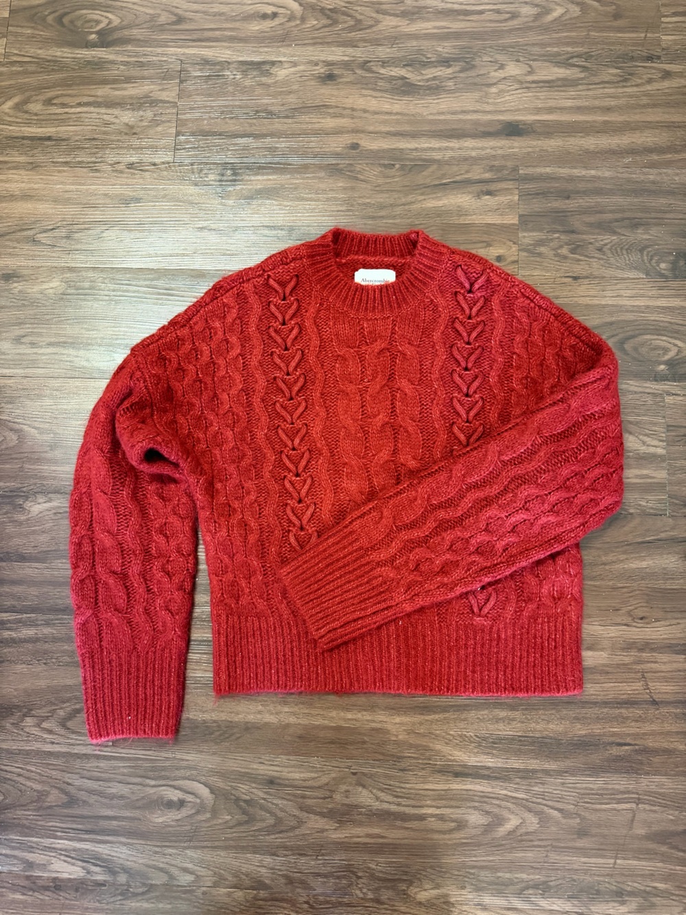 Abercrombie Oversized Red Cable Knit Sweater - Women's